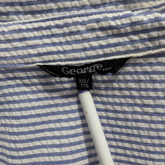 Blue And White Button Down Pin Striped Shirt XXL - Picture 4 of 8